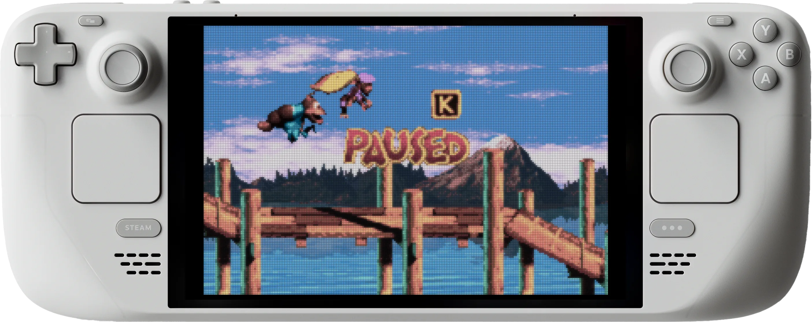 Steam Deck playing a retro game